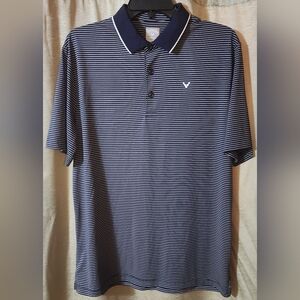 Callaway Navy and White Striped Golf Polo
